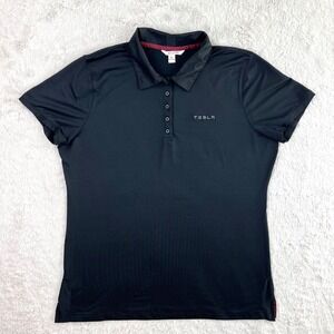 Tesla Polo Shirt Women's XL Black Uniform Spandex Stretch Short Sleeve Red House